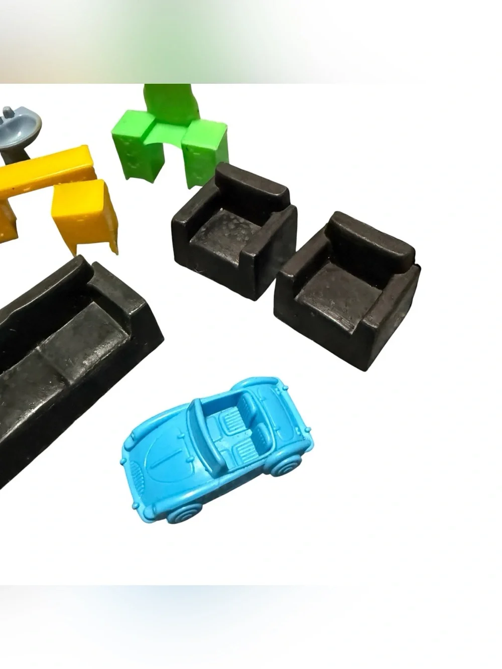 Vintage Plastic Dollhouse Furniture Miniature Couch Table Chair Toilet Desk
